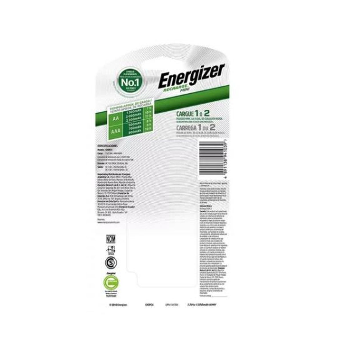 ENERGIZER - Cargador Energizer Mini Aa - Aaa Con Pilas Aa E300700900