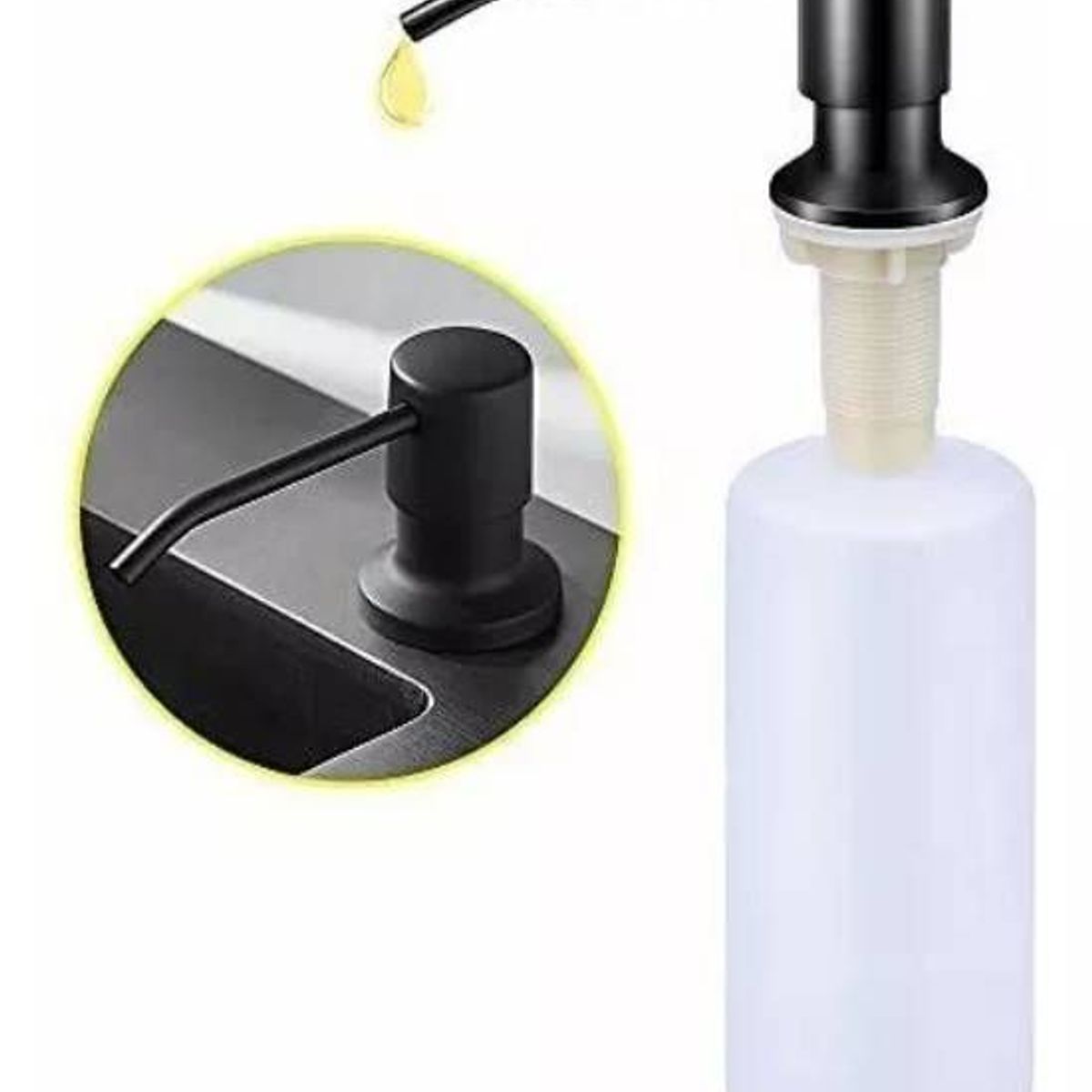 GENERICO - Dispensador Jabón 500ml Pico Acero Negro Cuerpo Abs Cocina