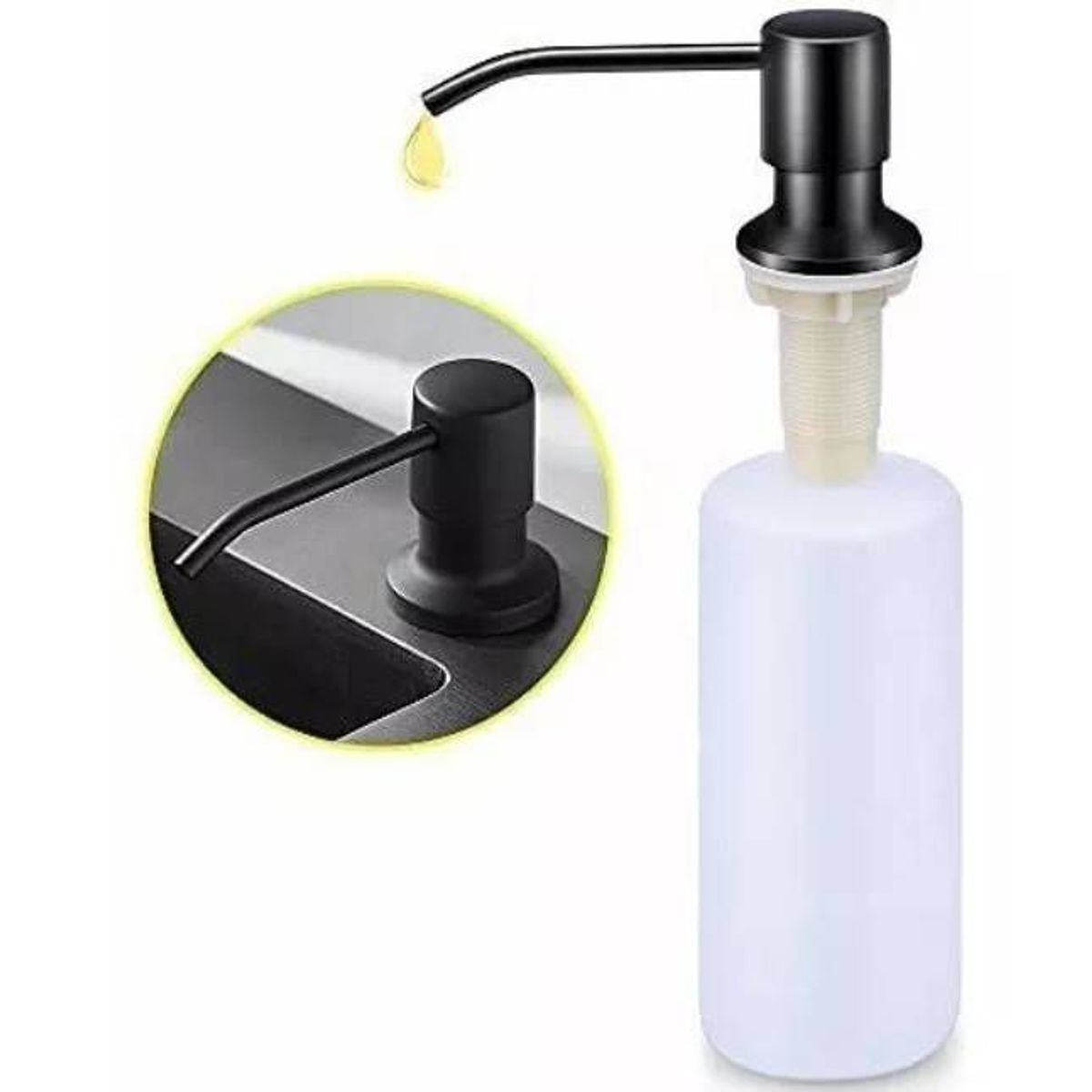 GENERICO - Dispensador Jabón 500ml Pico Acero Negro Cuerpo Abs Cocina