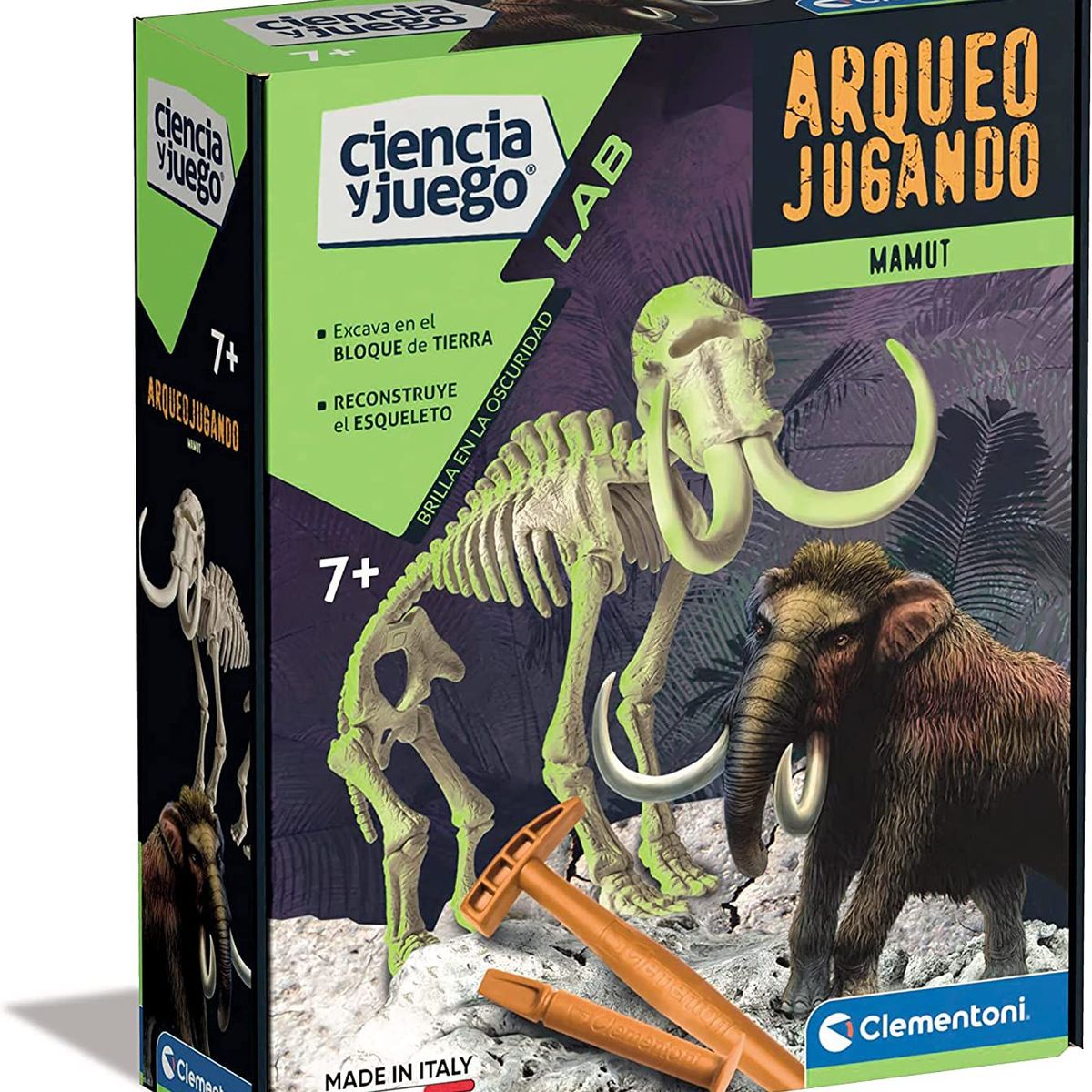 CLEMENTONI - Juguete Fósil De Esqueleto Dinosaurio Mamut Niños