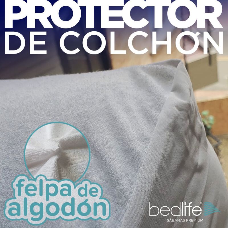 BEDLIFE - Protector de colchón felpa de algodón Queen