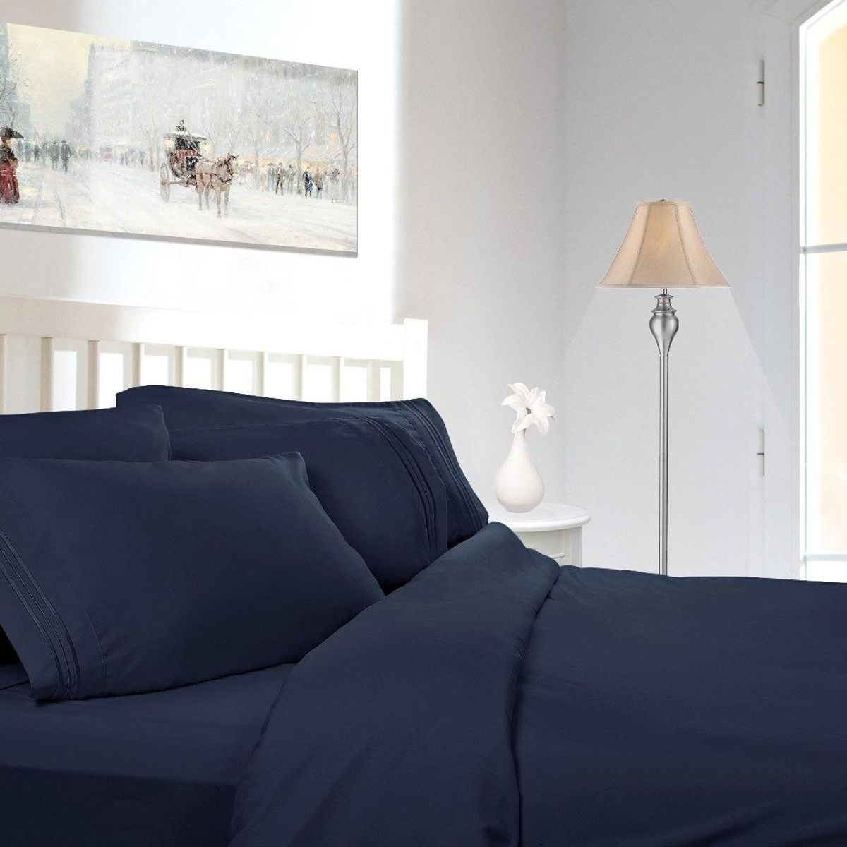BEDLIFE - Juego De Sábanas King Azul Oscuro1800 Hilos Bedlife