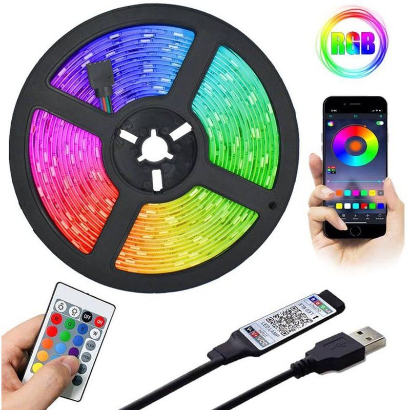 GRUPO B - Cinta led rgb 5 metros luces resistente al agua usb tv hogar