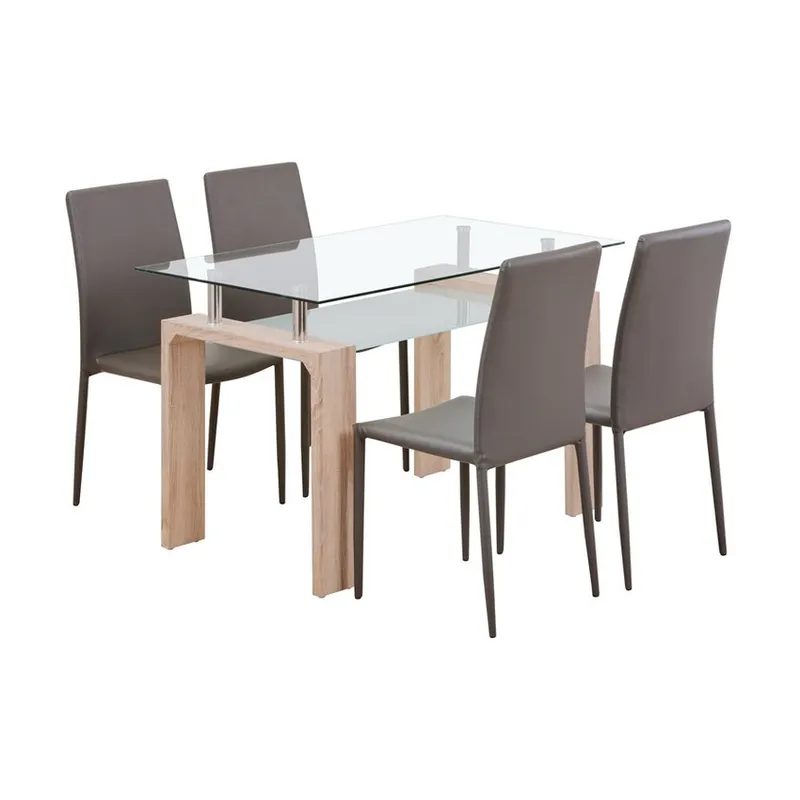 INVAL - JUEGO DE COMEDOR 4 PUESTOS DINIZA GRIS INVAL