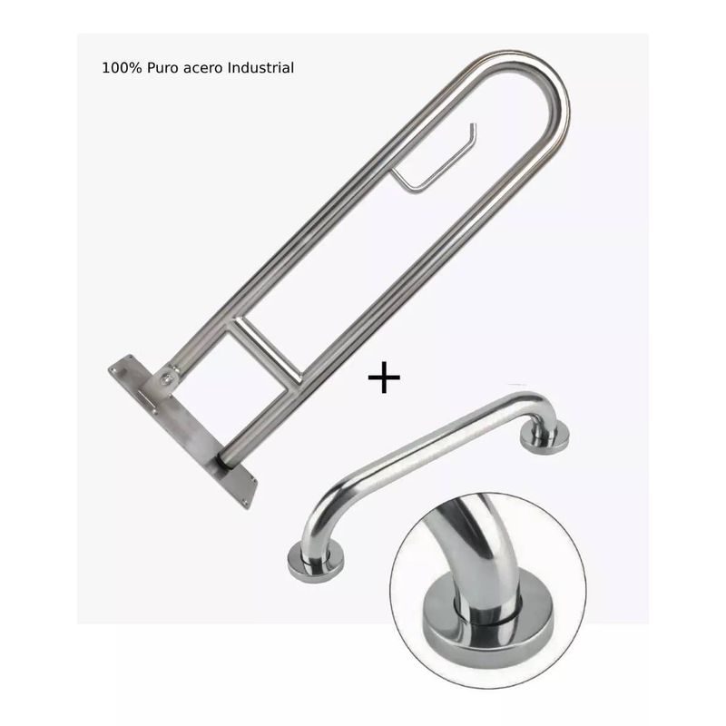 GENERICO - Kit barra de seguridad abatible mas barra de 60cm acero 304