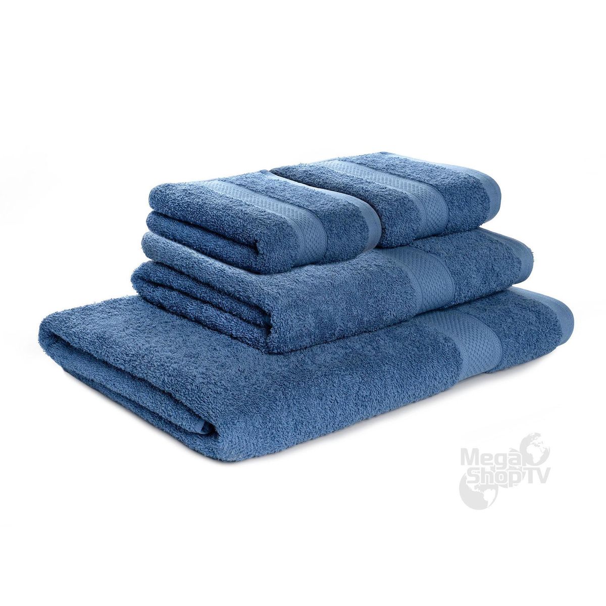 ENERGY PLUS - Set X4 toallas hoteleras: 1 extragrande, 1 cuerpo + 2 de manos Azul