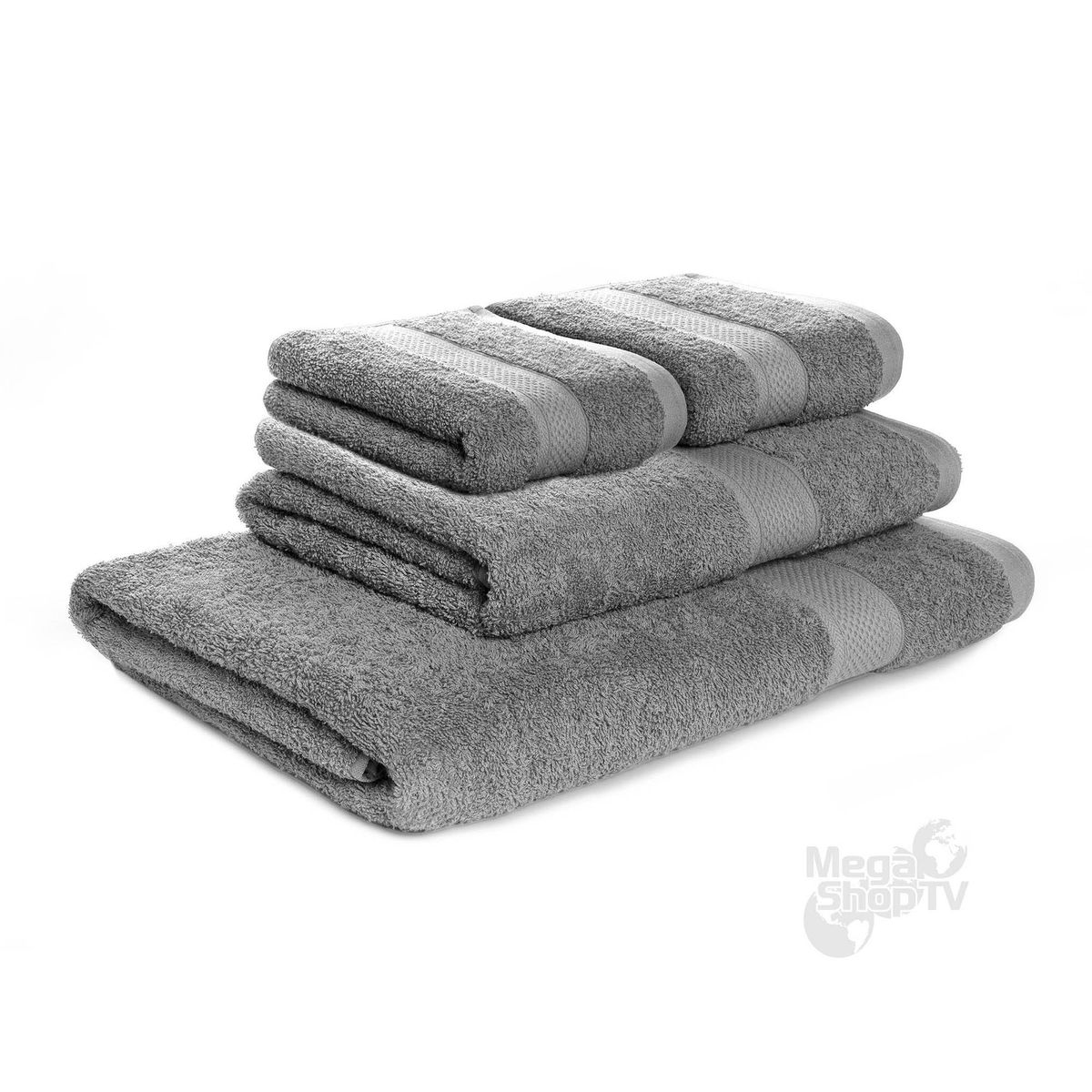 ENERGY PLUS - Set X4 toallas hoteleras: 1 extragrande, 1 cuerpo +2 de manos Gris