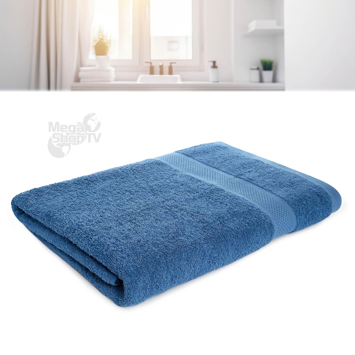 ENERGY PLUS - Toallas de baño de cuerpo hoteleras extragrande 100 algodón Azul