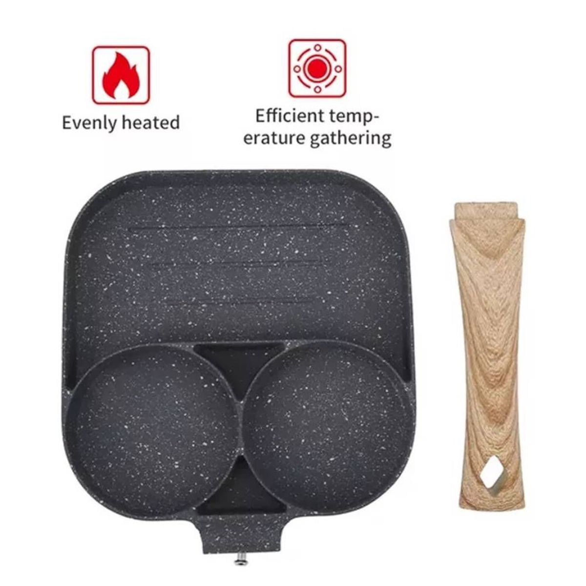 GENERAL - Sarten Aluminio Antiadherente Para Huevos 3 En 1.