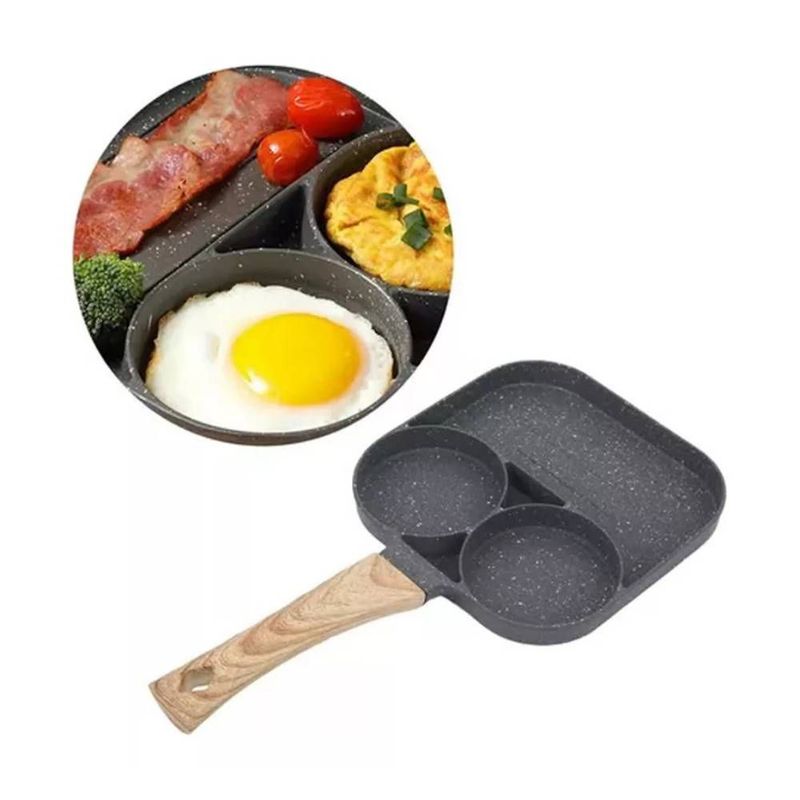 "Sarten Aluminio Antiadherente Para Huevos 3 En 1."