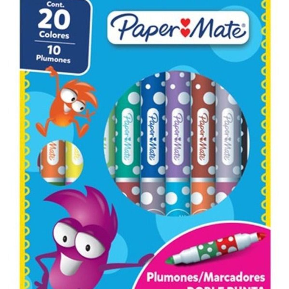 PAPER MATE - Marcadores Paper Mate Medianos Doble Punta Lavables X10