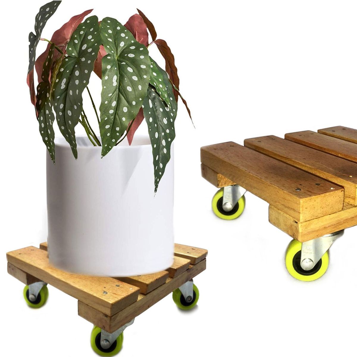 P&R APRECIOSDEREMATE - Base con Ruedas para Matera 20x20cm  soporte cuadrado Madera