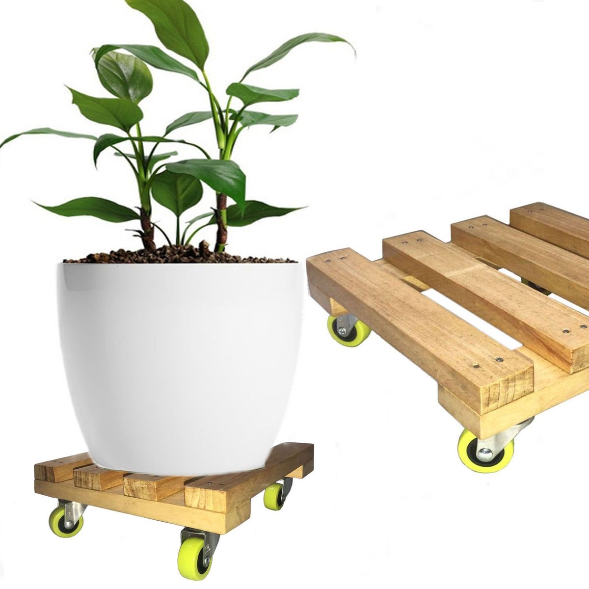 P&R APRECIOSDEREMATE - Base con Ruedas para Matera 25x25cm  soporte cuadrado Madera