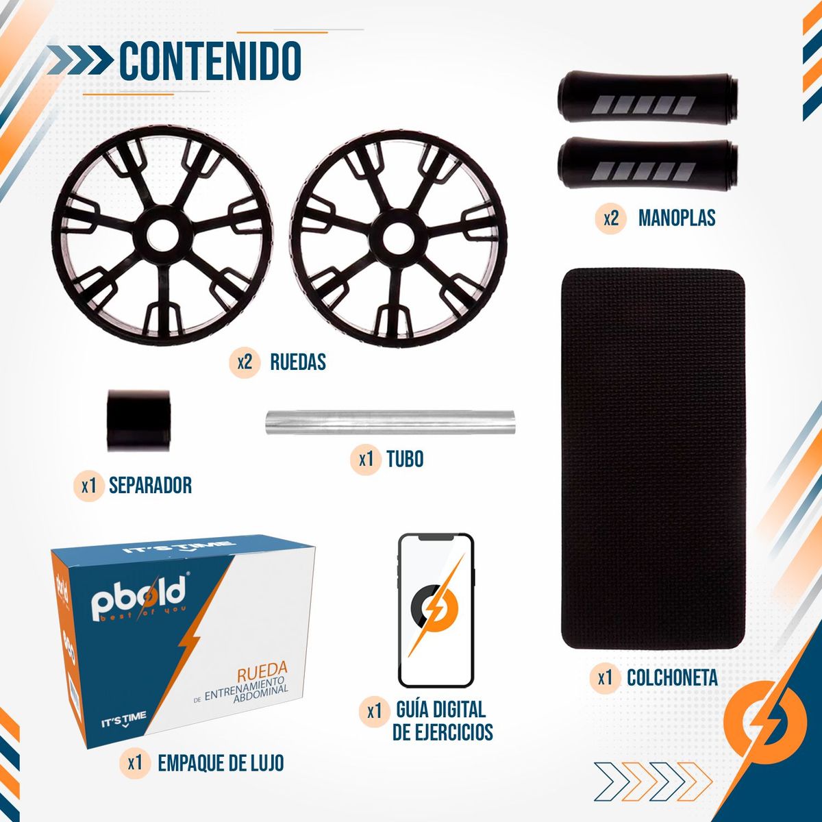 PBOLD - Rueda Rodillo Para Abdominales Ejercicio Deporte Fitness