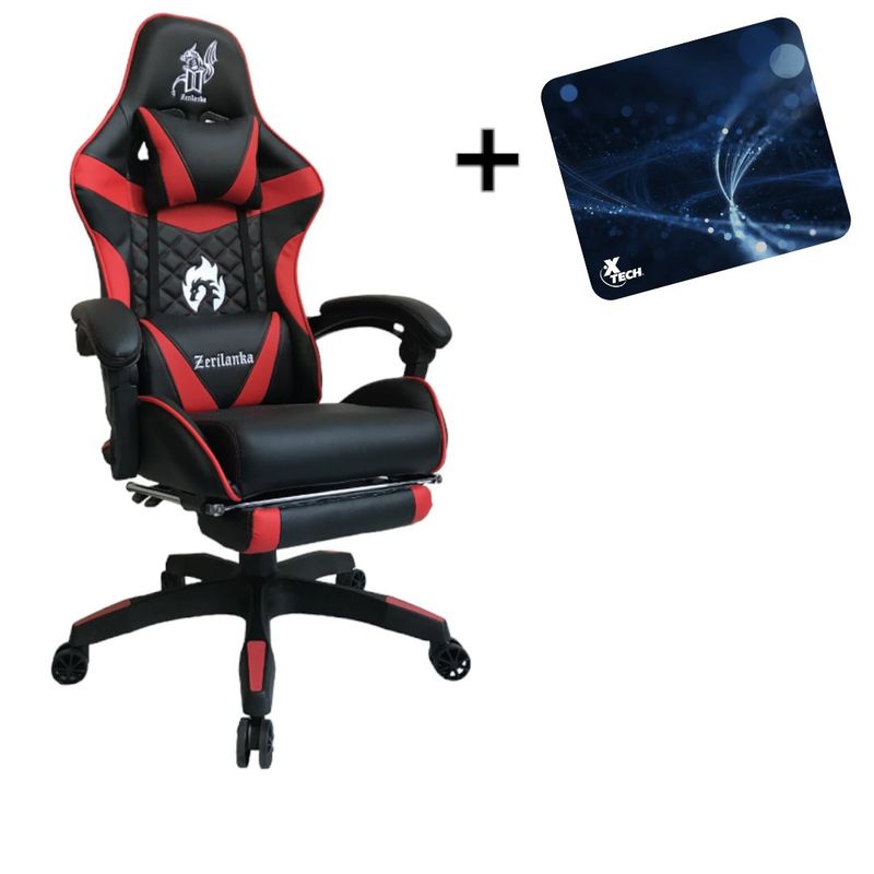 ZER - SILLA GAMER ERGONIMICACON  REPOSAPIES 2 COJINES 150° UMEKO - ROJA.