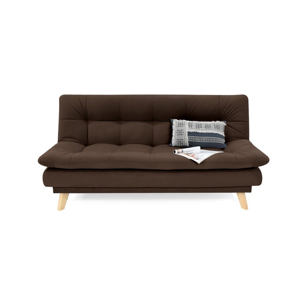 VENECIA - Sofa Cama Munich 180x90x85 Reclinable en Tela Chocolate