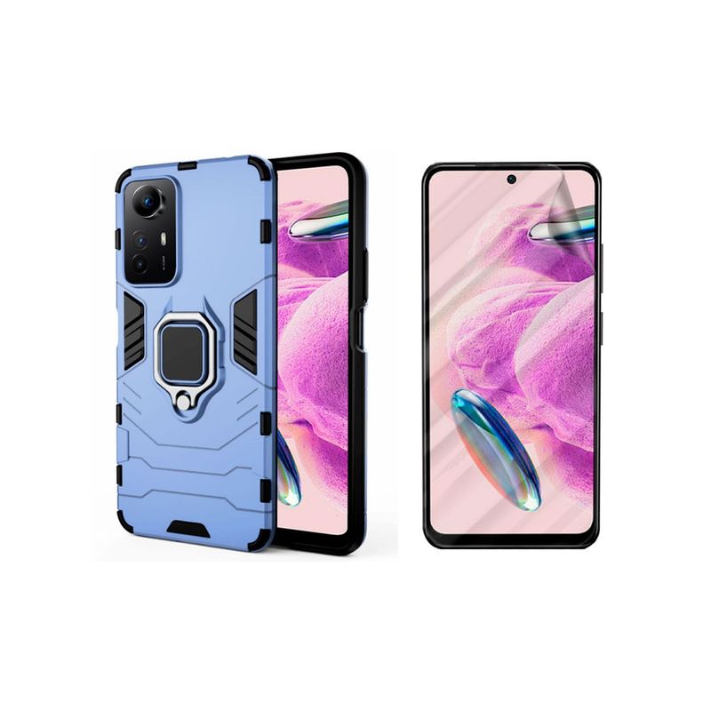 GENERICO - Funda con anillo Compatible con Xiaomi Redmi Note 12s Azul y Hidrogel