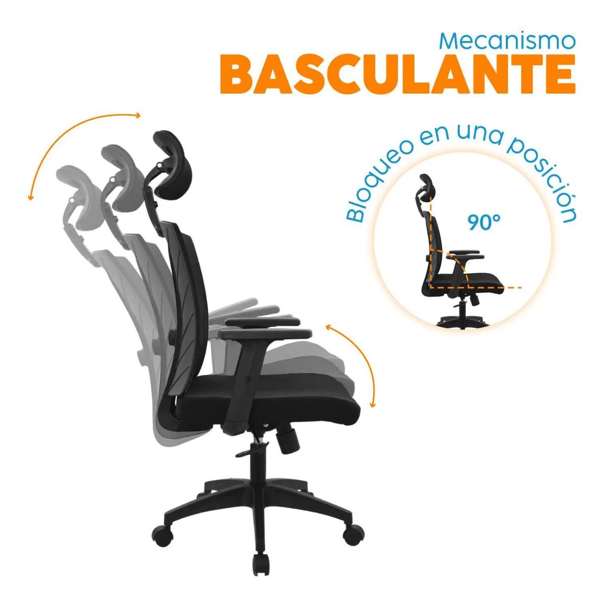 ZER - Silla Escritorio Oficina Ergonomica con Cabecero Zerilanka Negro