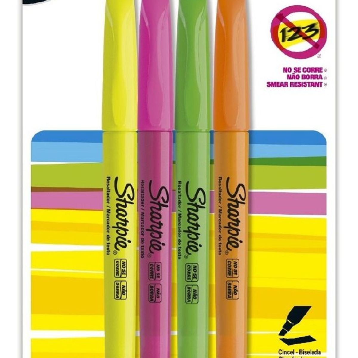 SHARPIE - Resaltadores  Sharpie Permanente Punta Biselada X4 Colores