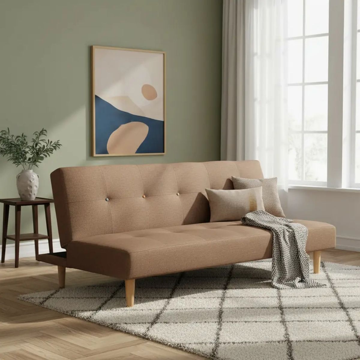 SOFA MARKET - Sofa Cama Harry 3 Puestos Tela Cafe