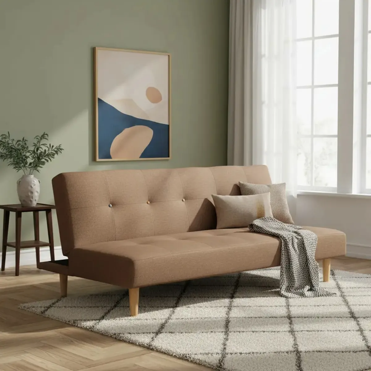 SOFA MARKET - Sofa Cama Harry 3 Puestos Tela Cafe