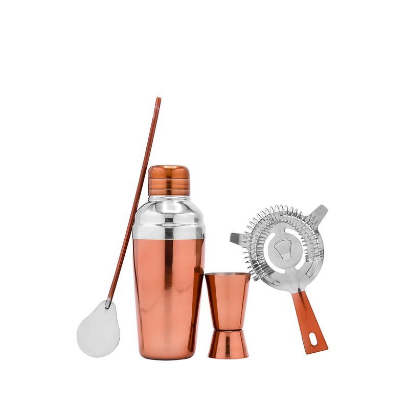 TEZZIO - Kit de Coctelería Tezzio Color Oro Rosado 4 Piezas Acero Inoxidable