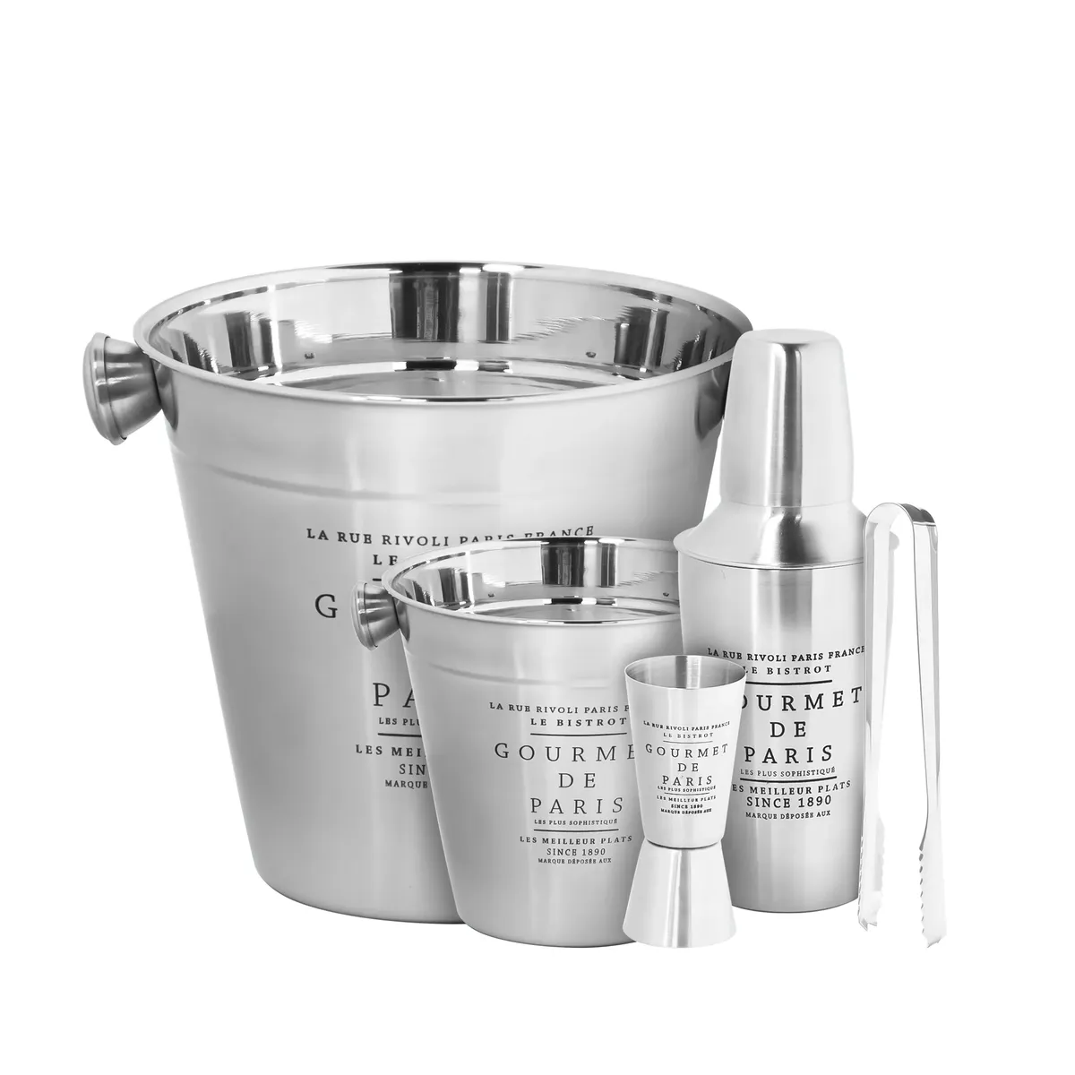 TEZZIO - Kit de Coctelería Tezzio 5 Piezas Acero Inoxidable