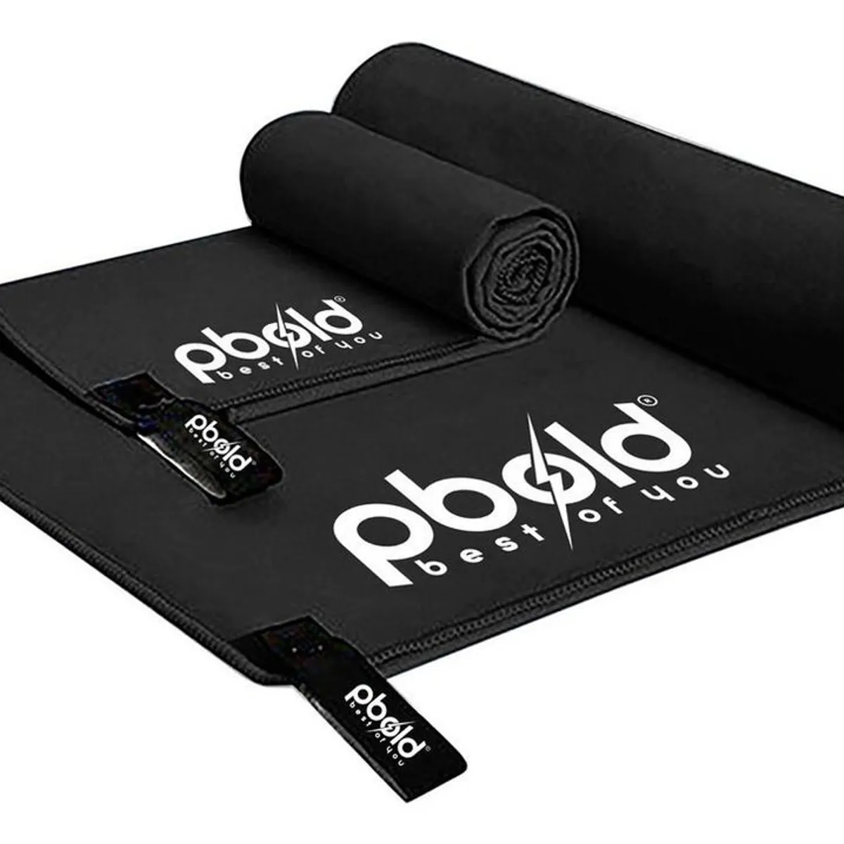 PBOLD - Kit Toalla Microfibra Pbold X2 Natacion Gym Piscina Negro