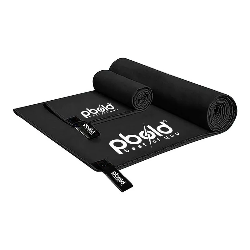PBOLD - Kit Toalla Microfibra Pbold X2 Natacion Gym Piscina Negro