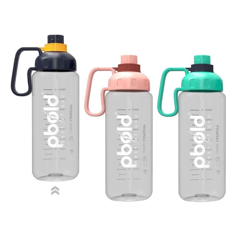 PBOLD - Botella Termo De Agua Gym Gimnasio Pbold Con Medicion Azul