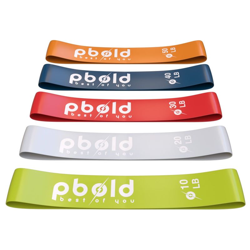PBOLD - Kit 5 Bandas Elasticas Resistencia Poder Entrenamiento Gym