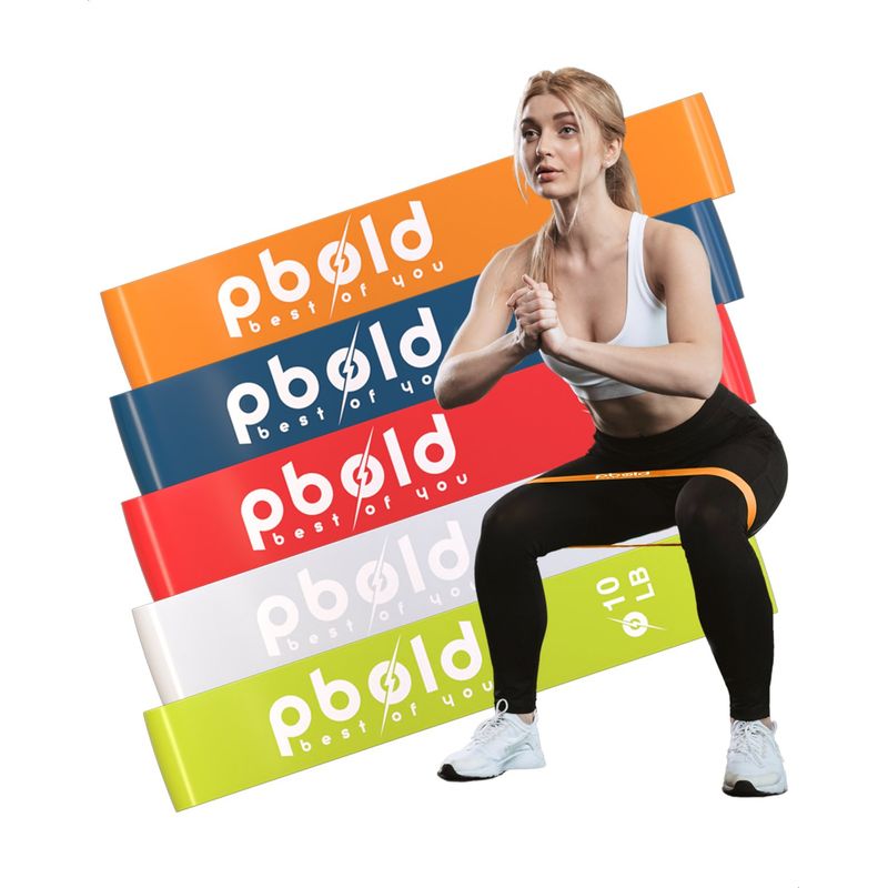 PBOLD - Kit 5 Bandas Elasticas Resistencia Poder Entrenamiento Gym