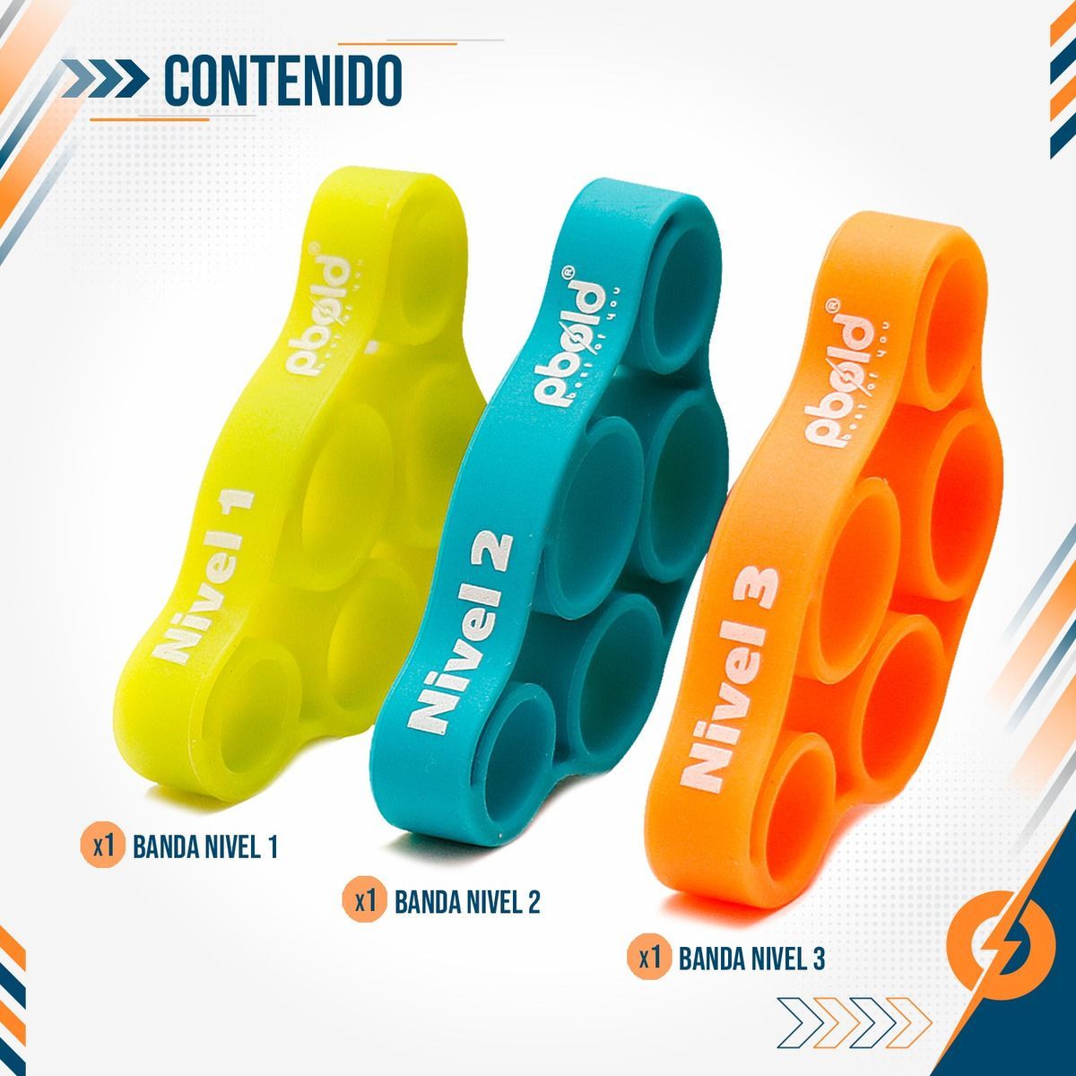 PBOLD - Ejercitador Dedos Agarre Hand Grips Terapias Ejercicios X3