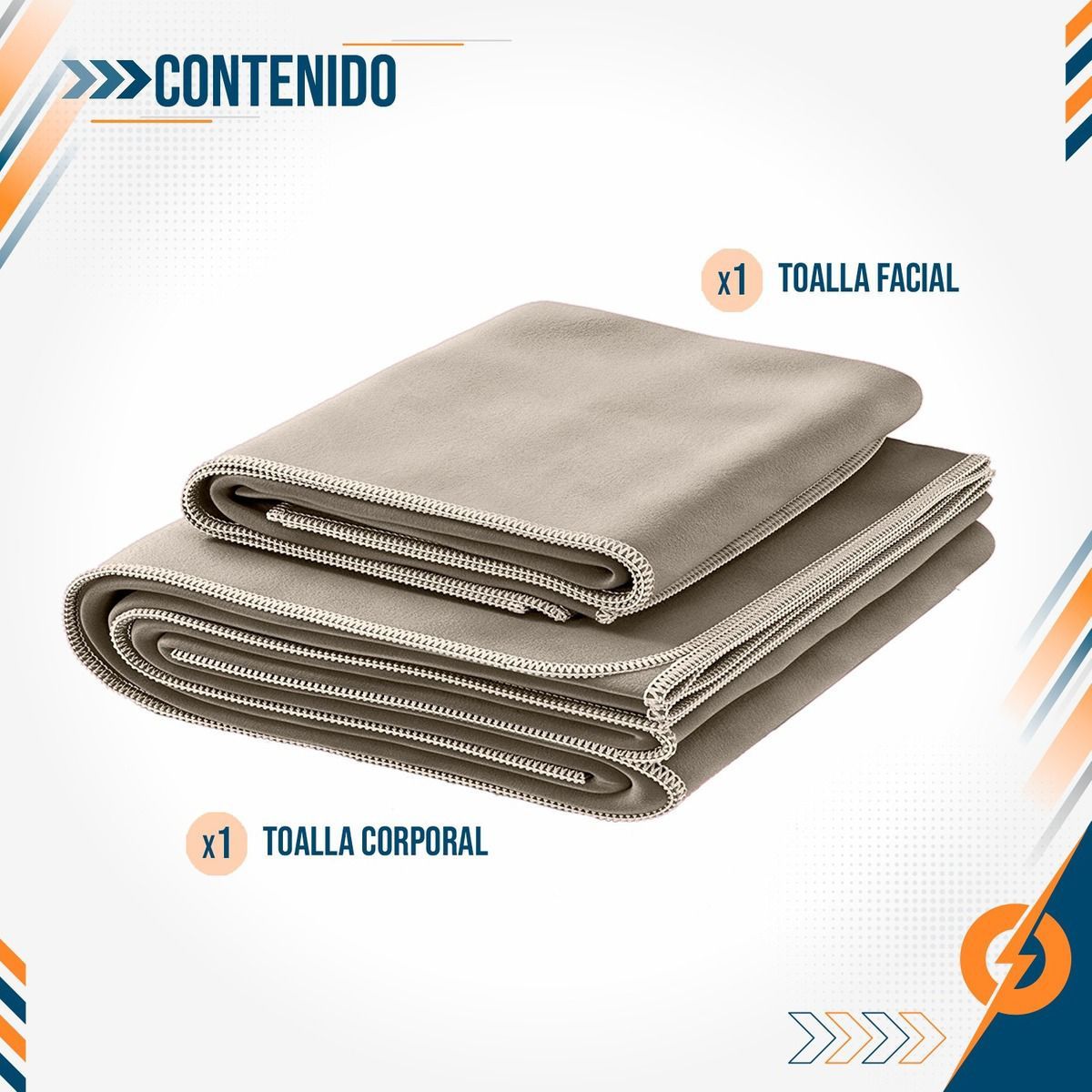 PBOLD - Kit Toalla Microfibra Pbold X2 Natacion Gym Piscina Gris
