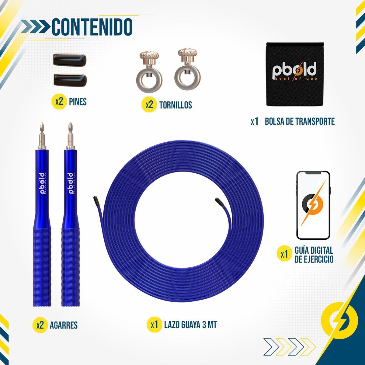 PBOLD - Lazo Laso Crossfit Cuerda Para Saltar Jump Rope Cardio Azul