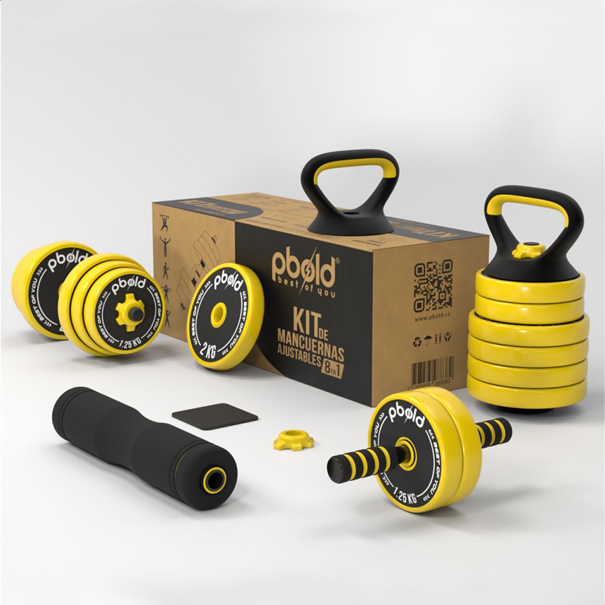 PBOLD - Kit Pesas Mancuernas Ejercicio Ajustables Metálicas Pbold