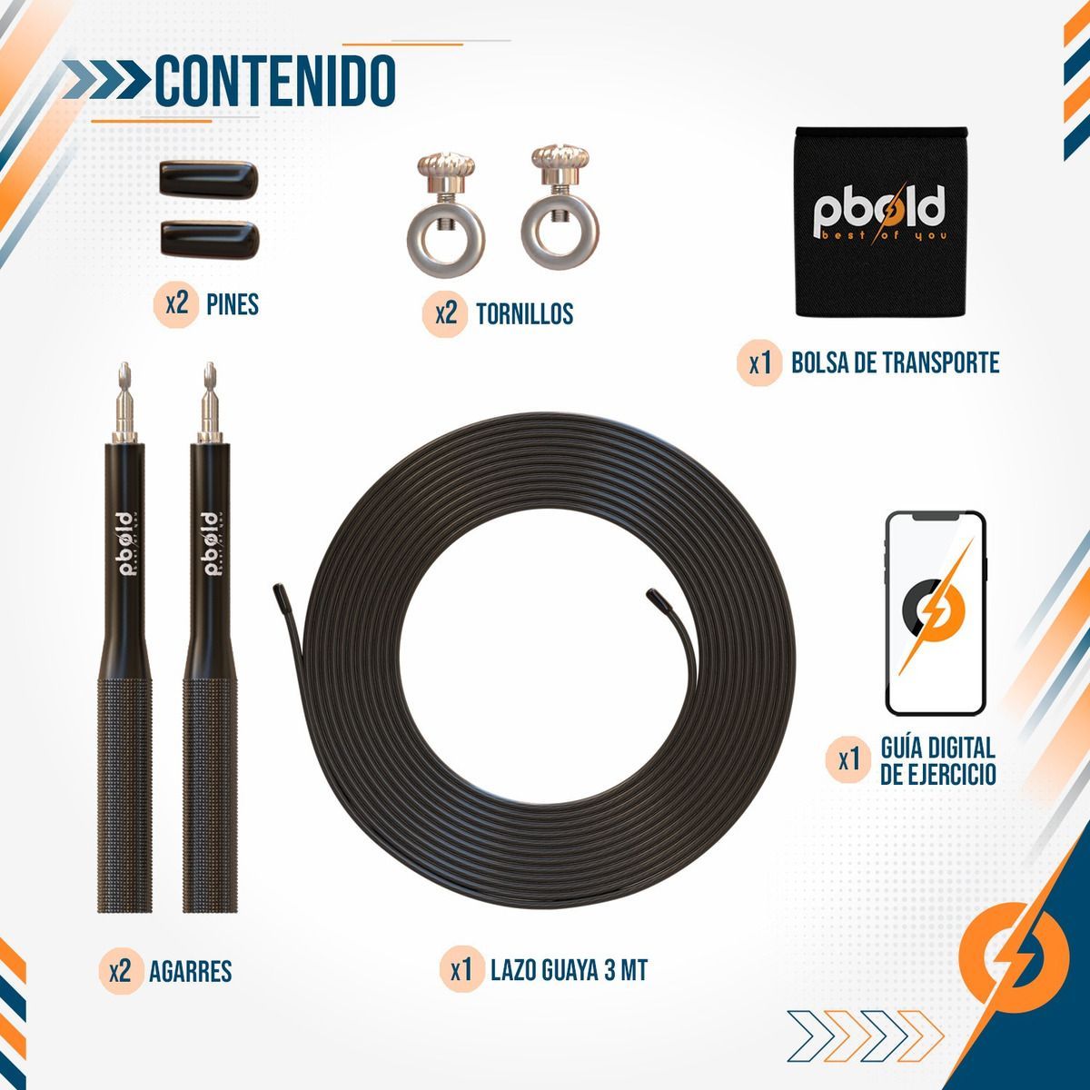 PBOLD - Lazo Laso Crossfit Cuerda Para Saltar Jump Rope Cardio Negro