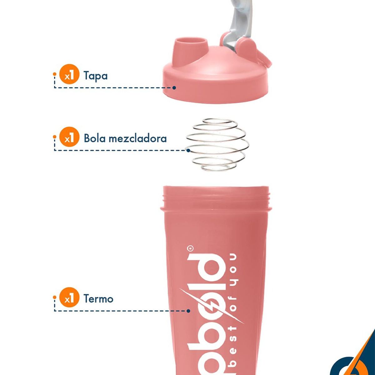 PBOLD - Shaker Proteinas Termo Mezclador Pbold Gimnasio Rosado