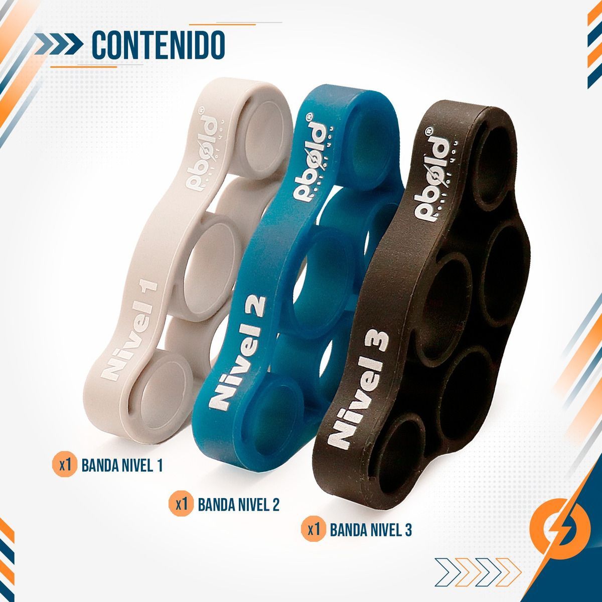 PBOLD - Set Fortalecimiento Fuerza Terapia Ejercicios Dedos Mano X3