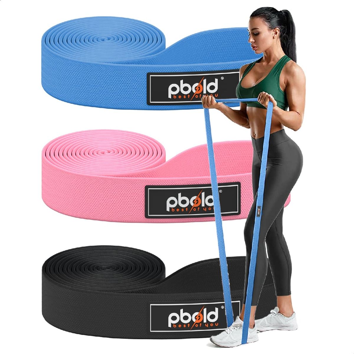 PBOLD - Kit Bandas De Tela Pull Up Pbold X3 Niveles De Resistencia