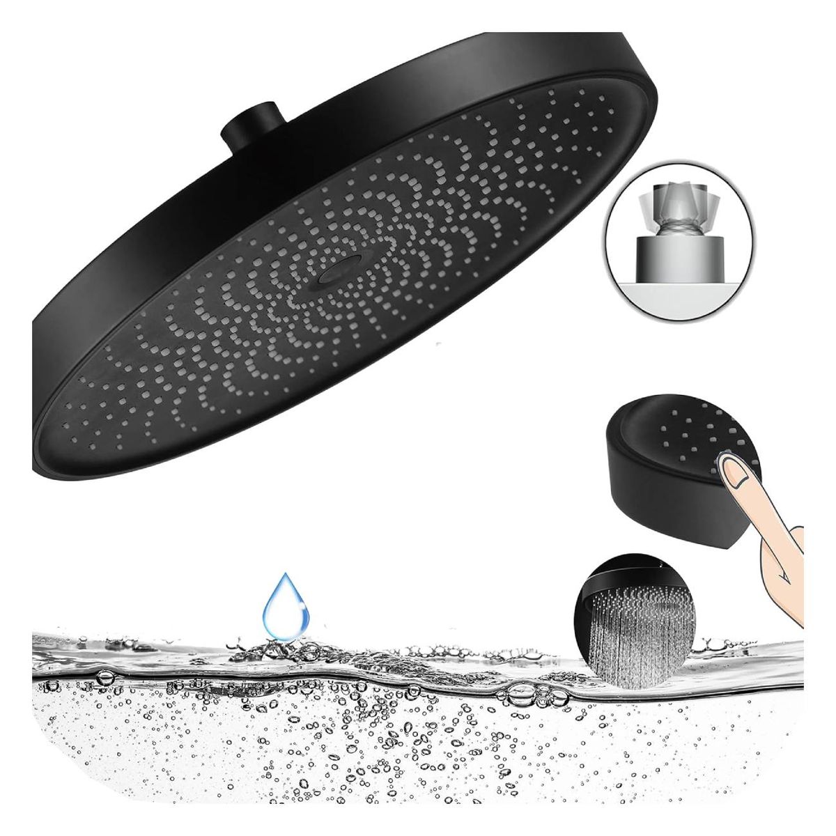 GENERICO - Regadera Ducha Imperio Tames Redonda Negra sin Tubo