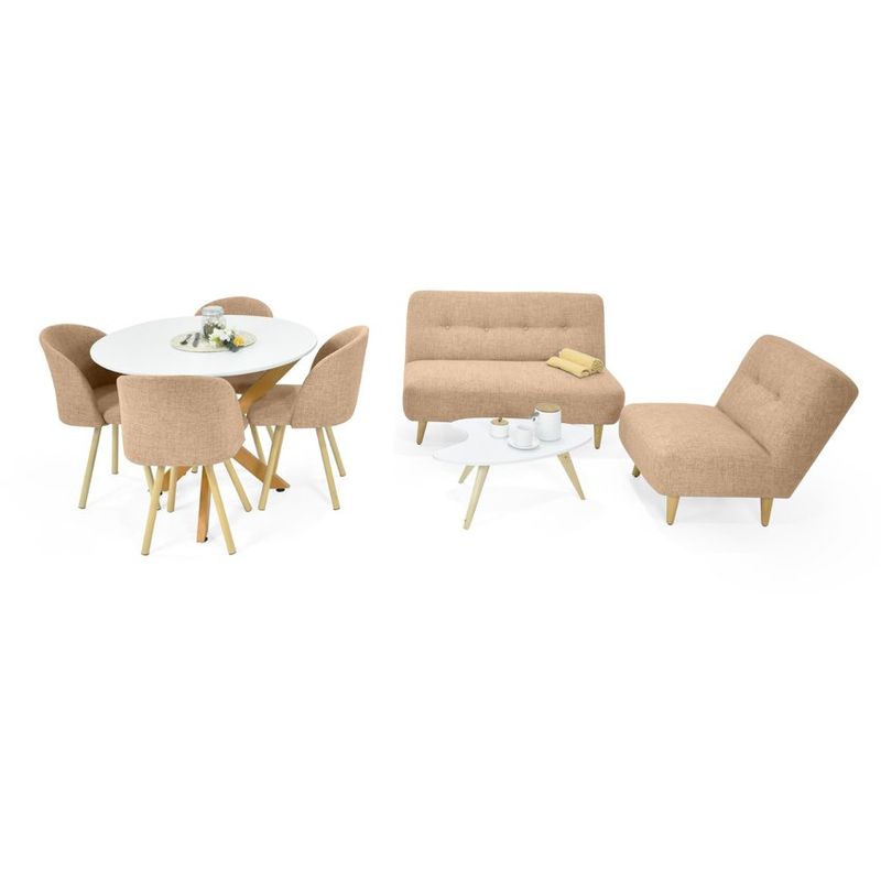 ROCA - Sala Baltimore con Set de Comedor Letonia 4P Beige