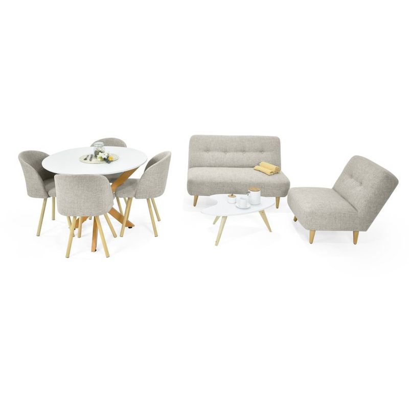 ROCA - Sala Baltimore con Set de Comedor Letonia 4P Taupe