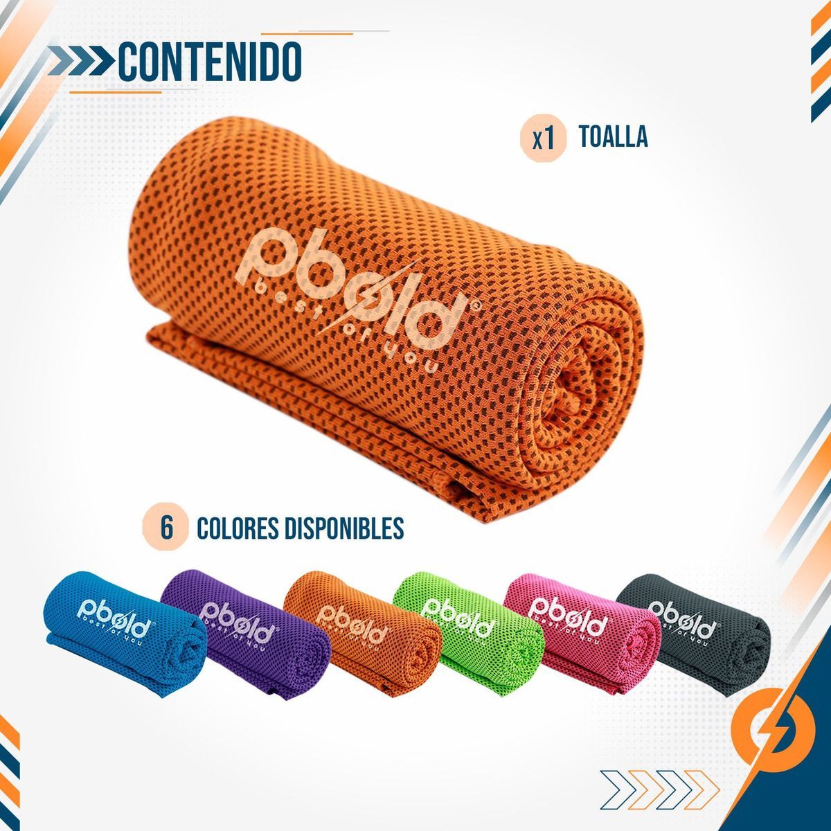 PBOLD - Toalla Cara Gym Microfibra Pbold Deportiva Gimasio Fitness Naranja