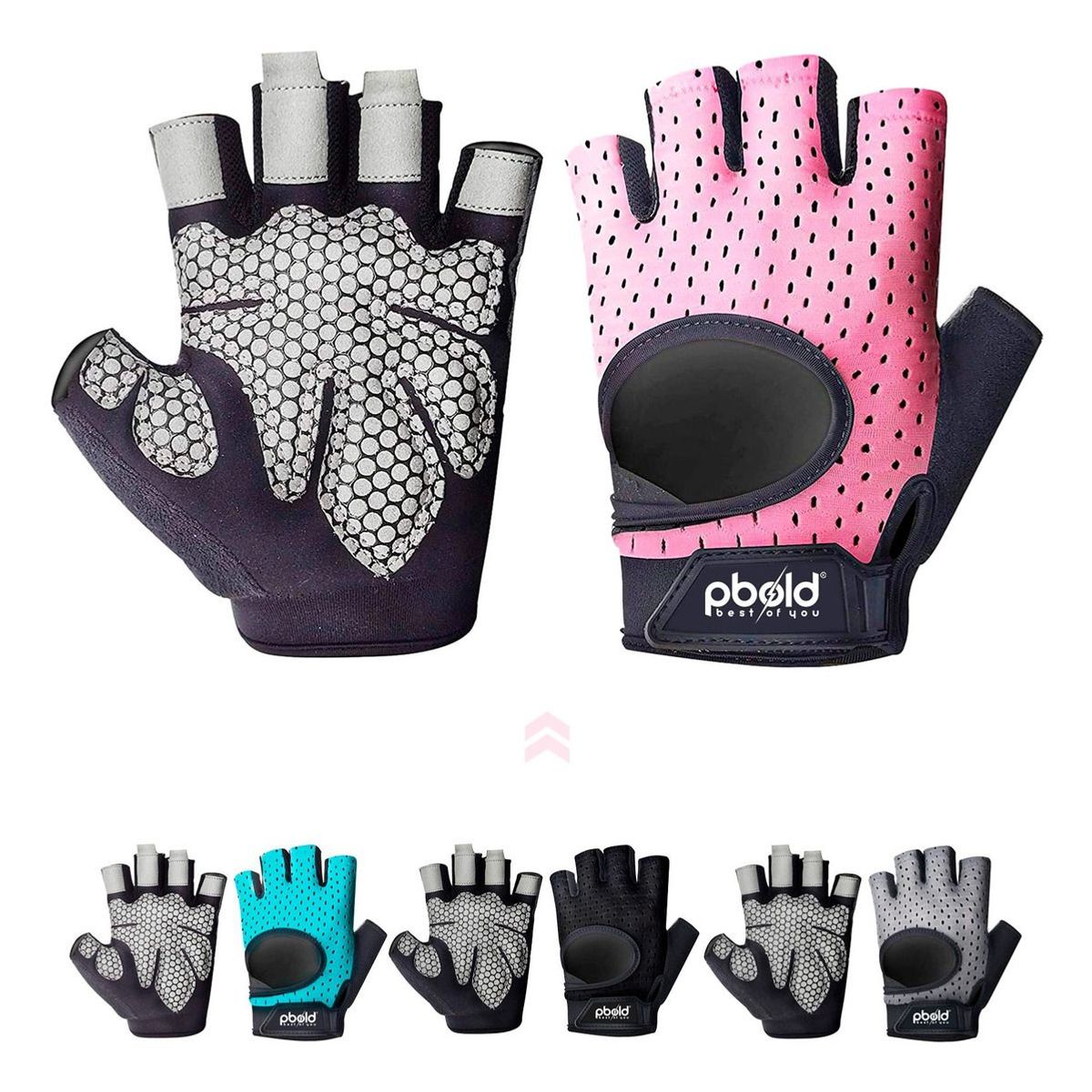 PBOLD - Guantes Pesas Gimnasio Crossfit Calistenia Ejercicio Pbold Rosado S