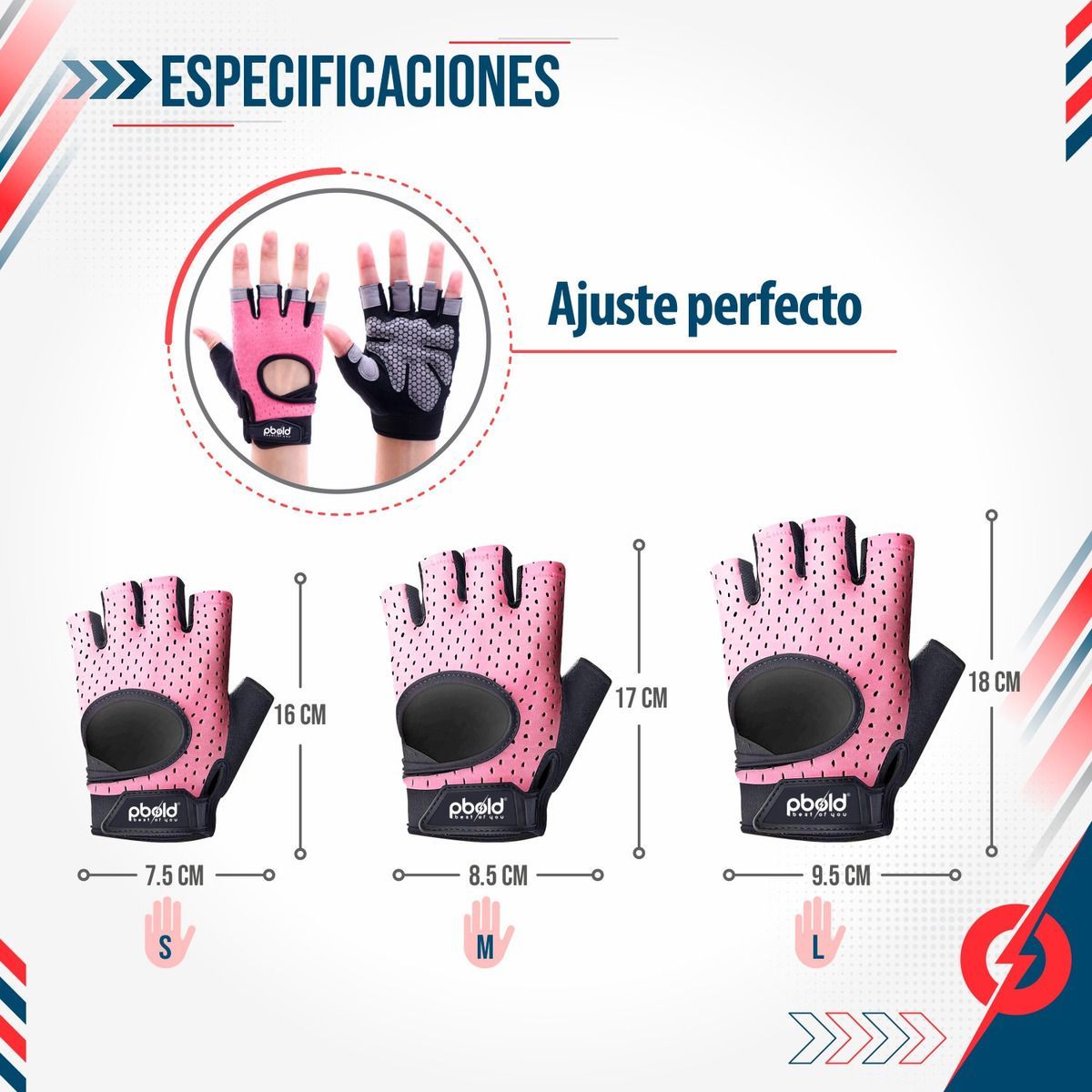 PBOLD - Guantes Pesas Gimnasio Crossfit Calistenia Ejercicio Pbold Rosado S