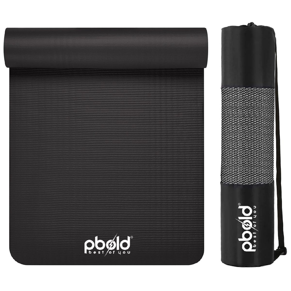 PBOLD - Colchoneta Yoga Pilates Tapete Ejercicios Enrollable Negro