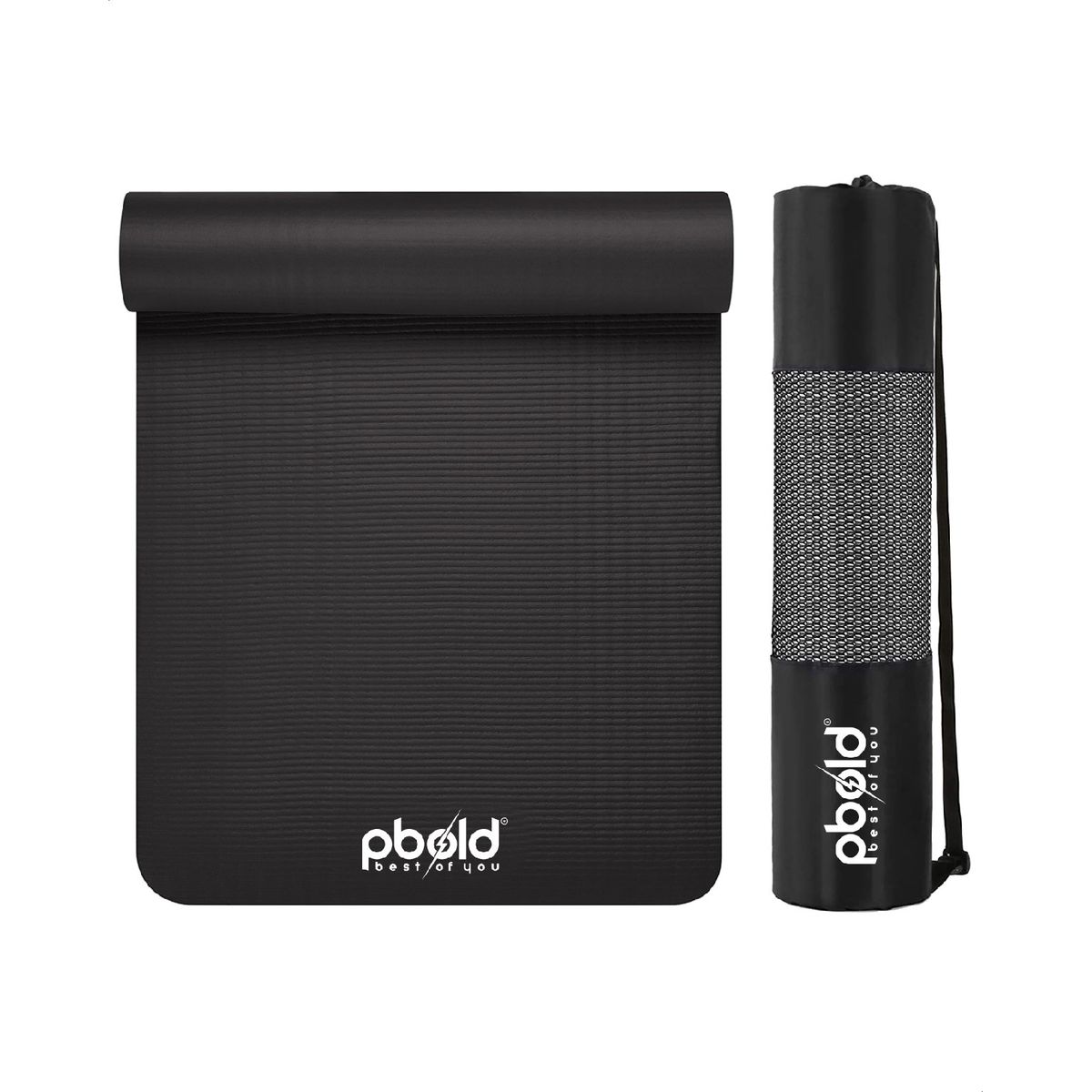PBOLD - Colchoneta Yoga Pilates Tapete Ejercicios Enrollable Negro