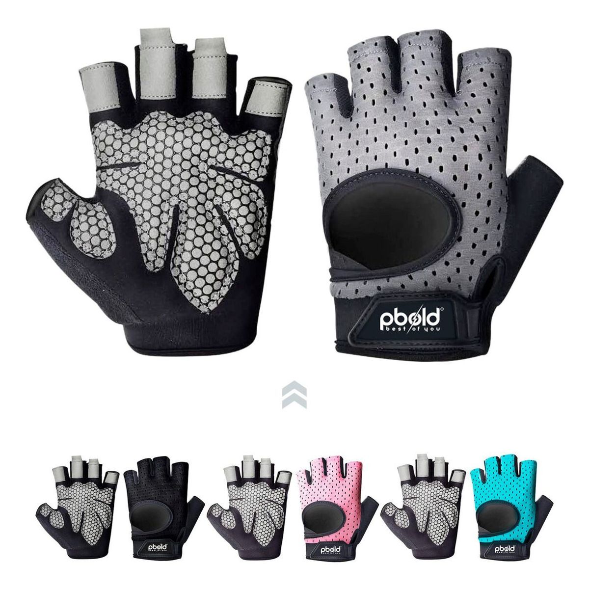 PBOLD - Guantes Ejercicio Entrenamiento Gym Calistenia Gris S