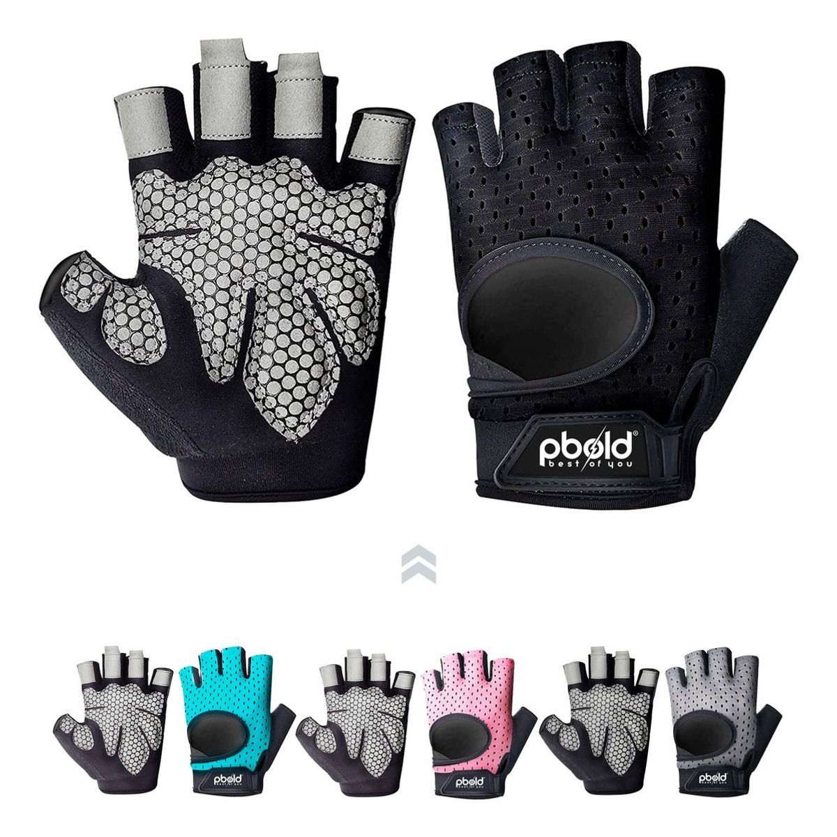 PBOLD - Guantes Gym Hombre Mujer Pbold Ejercicio Negro Talla M
